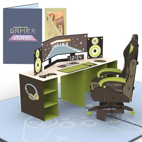 Sweetpopup© Pop-Up Geburtstagskarte für Gamer - Mit 3D Gaming PC & Geldfach