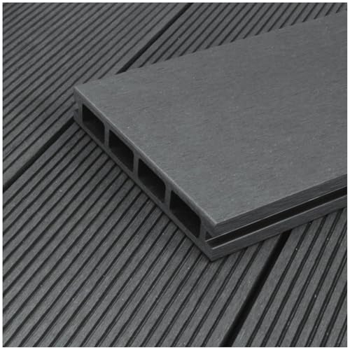 HORI Kuba WPC Terrassendielen Komplettset, Hohlkammer inkl. Unterkonstruktion & Clips, wetterfest, pflegeleicht & UV-beständig Fläche: 5 m² - 320 cm Dielenlänge - Grau