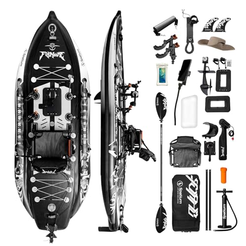 Spatium Pedalangel-Kajak, 360° drehbarer Sitz, extra breiter Sitz, für Erwachsene, geeignet für Flüsse, Ozeane, Seen, Fischknochen-Modell