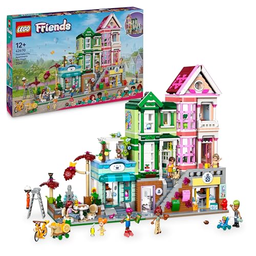 LEGO Friends Heartlake City Wohn- und Einkaufsstraße, Bauset für Rollenspiele mit 9 Charakteren (darunter 7 Minifiguren) und 3 Katzen, Geschenk für Mädchen und Jugendliche, Spielzeughaus 42670