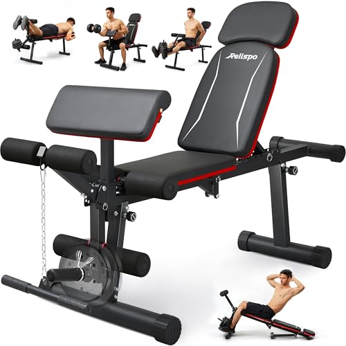 Relispo Verbesserte Verstellbare Hantelbank, 9 Rückenpositionen & Klappbar, 550 KG Belastbarkeit Schrägbank, Fitnessbank für Ganzkörper-Krafttraining & Große Männer