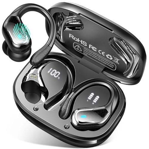 Bluetooth 5.4 Kopfhörer Sport, 75Std 3D-Stereo Kopfhörer Kabellos Bluetooth, IP-X8 Wasserdicht Tiefer Bass Wireless Headphones, 4 ENC Noise Cancelling Mic Earbuds, 7g USB-C in-ear Ohrhörer Gym Joggen