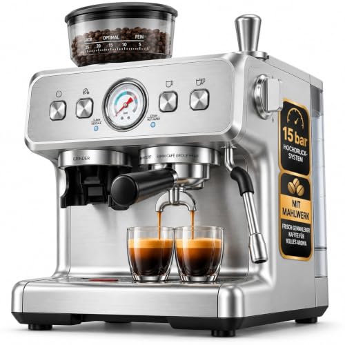 COWSAR Edelstahl Espressomaschine mit integriertem Kegelmahlwerk