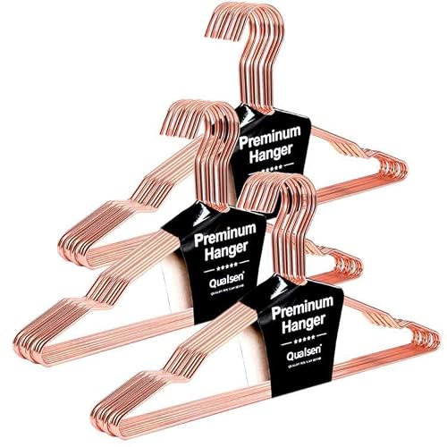 Qualsen Kleiderbügel Metall mit Rutschfester Nut, Roségold 30 Stück, 42 cm