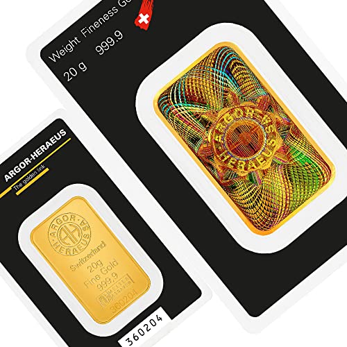 Stollberg Edelmetalle Kinebar AH Goldbarren 20g 20 g 20 Gramm Barren aus Gold 999.9 Anlage Hologramm in Karte Blister mit Seriennummer
