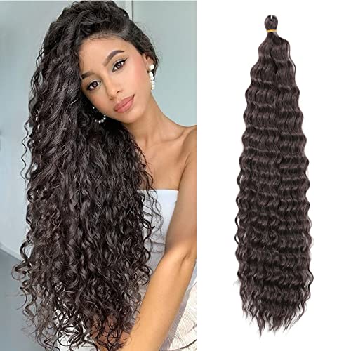 22 Zoll 3 Packs Tief Twist Crochet Hair Ocean Wave Curly Bohemian Crochet Braids Deep Wave Hair Bundles Synthetische Haarverlängerungen für Frauen Mädchen