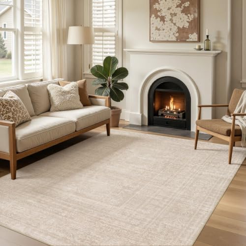 DMOYEST 160x230 Teppich Wohnzimmer Beige Vintage Waschbar