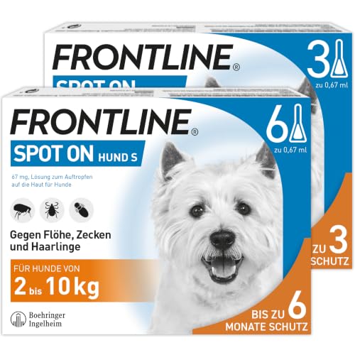 FRONTLINE Spot ON Hund S gegen Zecken, Flöhe & Haarlinge (2 bis 10 kg)