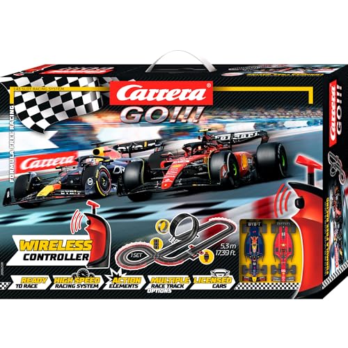 Carrera - 20062581 GO!!! Formula Free Racing (Wireless) Rennbahn-Set I Rennbahn mit lizensierten Slotcars | bis zu 2 Spieler | Für Kinder ab 6 Jahren & Erwachsene