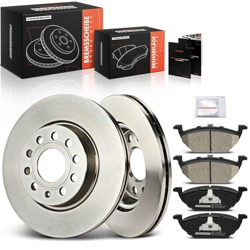 Frankberg Bremsensatz inkl. 2x Bremsscheiben + 4x Bremsbeläge Vorne Kompatibel mit A3 8P1 Leon 1P1 A3 Sportback 8PA Golf Plus 521 5M1 Yeti 5L Replace# JZW698151,1K0615301AC