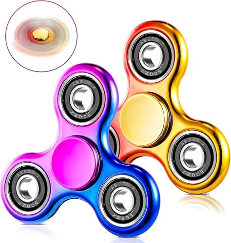 SCIONE 2 Stück Fidget Spinner Regenbogen Sensorisches Hand Fidget Toy, Angst Stress Relief Geburtstag Geschenke Finger Spinner für Kinder Erwachsene Jungen Mädchen