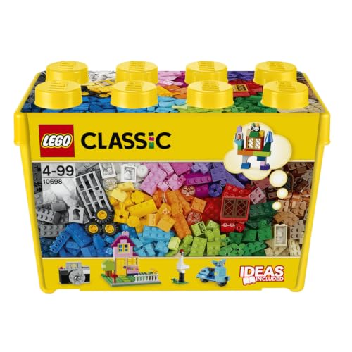 LEGO Classic Große Bausteine-Box 10698 | Spielzeug ab 4 Jahren für Jungen und Mädchen, Konstruktionsspielzeug mit bunten Steinen, Reifen etc., Geschenk, 790 Teile