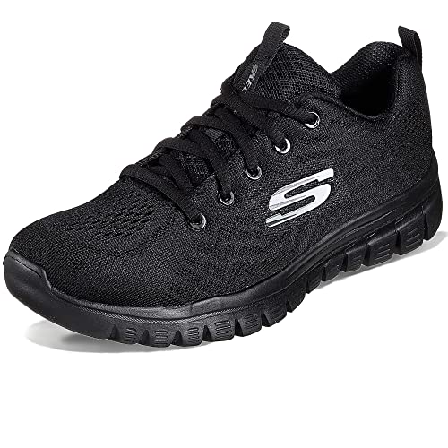Skechers Damen Graceful Get Connected Sneakers, Black Mesh Trim, 38 EU