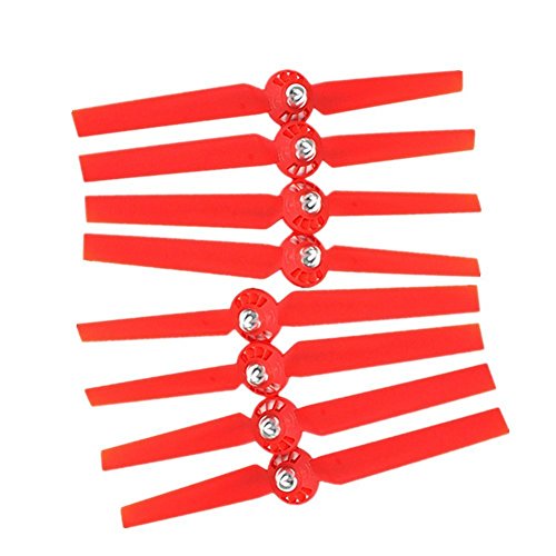 Hooshion 4 Paar (33 cm) 4K CW CCW ABS Selbstsichernde Schnellspanner-Requisite für Yuneec Q500 (rot)