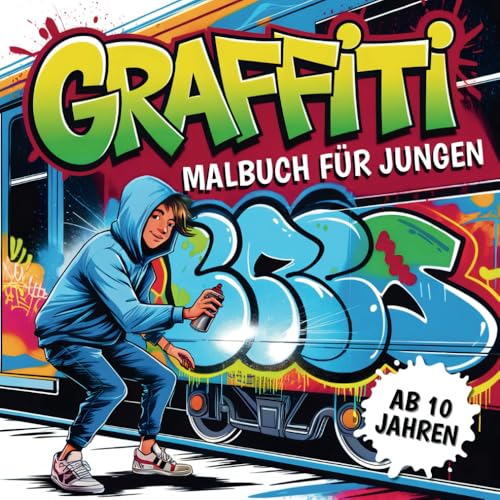 Graffiti Malbuch für Jungen ab 10 Jahren: 50 coole Street Art Motive für kreative Teenager zum Ausmalen und Entspannen