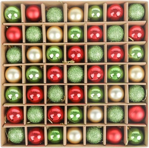 DERAYEE klein Weihnachtskugeln, 49 Stück 3cm Weihnachtsbaumkugeln Glitter Weihnachtskugeln für Weihnachtsbaum Dekoration,Weihnachtsbaumschmuck(rot&grün&Gold)