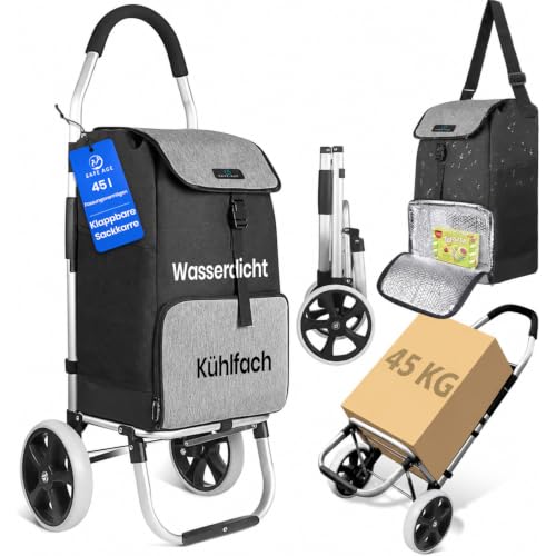 Safe Age® Einkaufstrolley mit Kühlfach und Sackkarren-Funktion - Einkaufswagen - Trolli - Klappbar