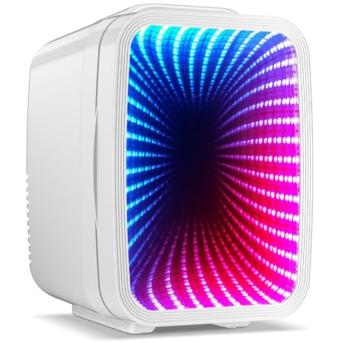 LIGIANT MF01C Mini Kühlschrank mit 7 Lichtmodi & Blinkendem Marquee-Effekt, Leise Kühl-/Warmfunktion, AC/DC, 4L/6 Dosen, Für Gaming-Zimmer, Schlafzimmer, Büro & Auto