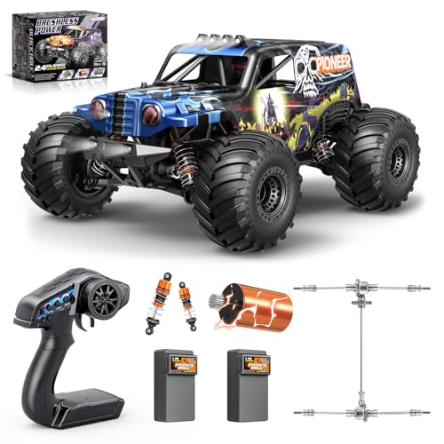 Womaqu Ferngesteuertes Auto Erwachsene 1:14 Brushless RC Auto/RC Car 4WD 52 km/h mit Öldruck-Stoßdämpfern, 2X 2S LiPo Akku, Aufrüstbar auf 3S 70 km/h, Elektrischer RC Truck für Jungen