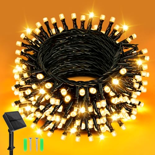 Dalugo Solar Lichterkette Aussen 5M 50 LED Warmweiß Lichterkette Außen Solar 8 Modi IP65 Wasserdicht Solarlichterkette Außen Wetterfest für Garten, Hof, Terrasse, Hochzeit Party Dekorationen