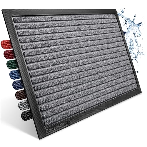 Bodenständig Fußmatte außen - extrem rutschfest & langlebig - Fußabtreter außenbereich grau 40x60cm - Türmatte in Perfekter Größe für die Haustür - Fussmatte aussen - Türvorleger gestreift Outdoor