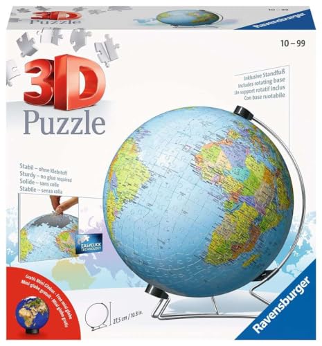 Ravensburger 3D Puzzle 11159 - Puzzle-Ball Globus in Deutscher Sprache - 540 Teile - Puzzleball Globus für Erwachsene und Kinder ab 10 Jahren