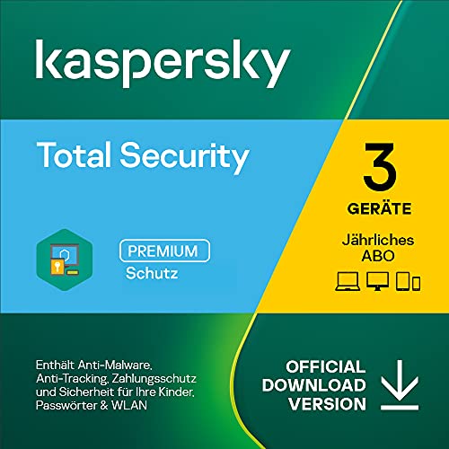 Kaspersky Total Security 2023 | 3 Geräte | Jährliches Abo | Windows/Mac/Android | Aktivierungscode per Email