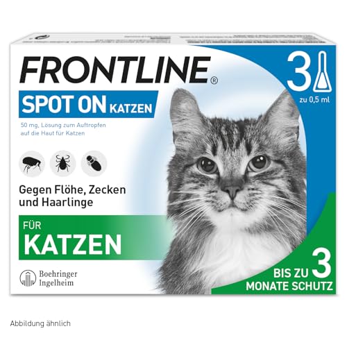 FRONTLINE Spot ON Katze gegen Zecken, Flöhe & Haarlinge (für Jede Größe & Gewicht) - 3X Pipetten für bis zu 3 Monate Schutz - wasserfest