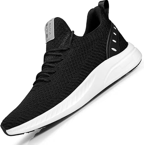 Feethit Sneaker Herren Laufschuhe für Gehen,Joggen,Laufen,Sport Weiß Schwarz 41