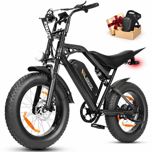 ESKUTE V202 E-Bike für Herren, 20×4 Zoll Fat Tire Offroad Elektrofahrrad mit 48V 20.8Ah Akku, NFC Entsperrung, 80 km Reichweite, Vollfederung MTB für Gelände Schnee Sand