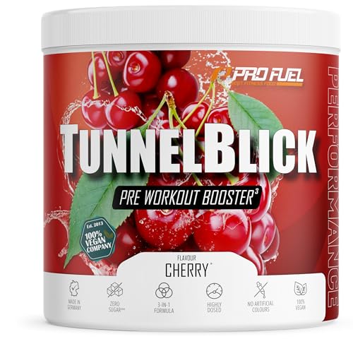 Pre-Workout-Booster³ KIRSCHE 440g - unglaublich lecker - TUNNELBLICK Trainingsbooster³ mit Citrullin, Arginin, Taurin, Koffein, Guarana und Magnesium - optimal hochdosiert - 100% vegan