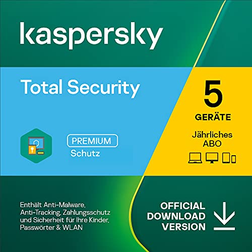 Kaspersky Total Security 2023 | 5 Geräte | Jährliches Abo | Windows/Mac/Android | Aktivierungscode per Email