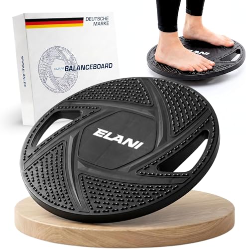 ELANI Rutschfestes Balance Board Erwachsene bis 150kg - Physiotherapie zur Stärkung von Koordination und Tiefenmuskulatur | Balance Board Kinder ab 5, Wackelbrett Physio, Gleichgewichtstrainer
