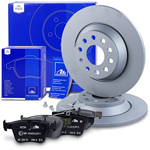 ATE Bremsenset Hinterachse inkl. Bremsscheiben hinten Ø 300 mm voll und Bremsbeläge hinten Kompatibel mit AUDI A3, Q3, TT, SEAT, SKODA KODIAQ, SUPERB 3, VW ARTEON, GOLF 7, PASSAT B8, TIGUAN, TOURAN