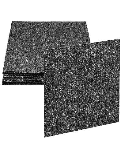 QWORK 20 Stück Selbstliegend Teppichfliesen - 50x50 cm - Farbe Grau - Verschleißfest Teppichboden mit Rutschhemmendem Rücken - für Zuhause, Büro, Fitnessstudio (5㎡)