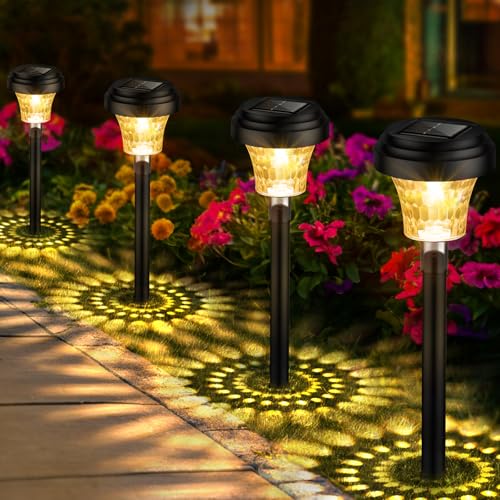 FOMYHEARD Solarlampen für Außen Garten 8 Stück, Solarleuchten Garten mit Warmes Licht & 7 RGB Farbwechsel, IP65 Wasserdicht Auto Ein/Aus LED Gartenleuchten Solar Wegeleuchten für Außen Gartendeko