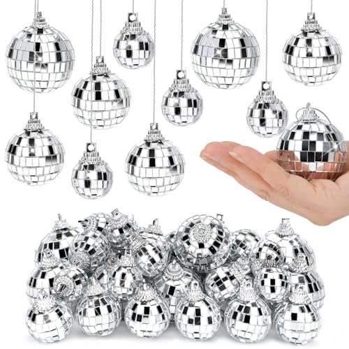 32 Stück Mini Discokugel Set, 4 Größen Gemischt Spiegelkugel Discokugeln Set, Discokugel Deko Klein 2cm 3cm 4cm 5cm, Disco Ball Cake Toppers, Deko Discokugel für Kuchendekoration, Party, Bar, Urlaubsd