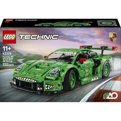 LEGO Technic Porsche 911 GT3 R Rexy AO Racing Rennwagen 42224 | Spielzeug ab 11 Jahren für Jungen, Porsche Modellauto zum Sammeln und Ausstellen, Rennwagen Autofans, Geschenk, 1313 Teile
