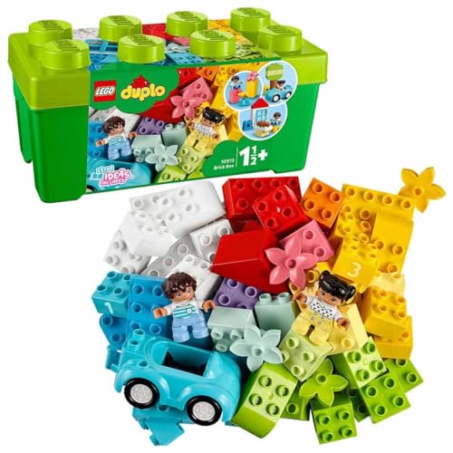 LEGO DUPLO Steinebox - Montessori Spielzeug für Jungen & Mädchen ab 1 Jahr - Lernspielzeug mit Zahlensteinen, 1 Auto, 2 Minifiguren & Aufbewahrung - Geschenk zu Weihnachten für Kleinkinder - 10913