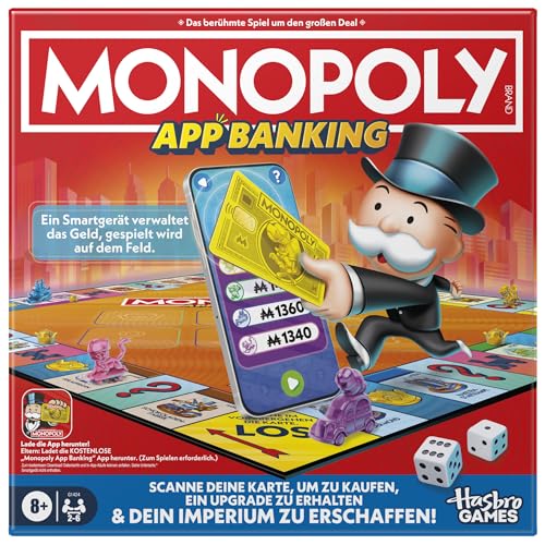 Monopoly App Banking Brettspiel - Deutsche Fassung, Moderne Version des Klassikers, elektronisches Spiel für Kinder ab 8 Jahren, für 2 bis 6 Spieler, Weihnachtsspielzeug