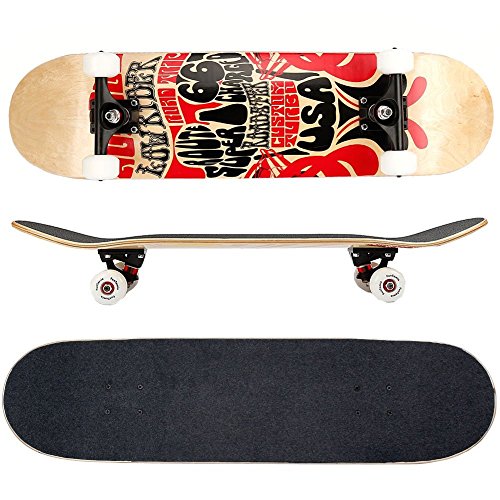 FunTomia Skateboard mit ABEC-9 Kugellager Rollenhärte 100A und 100% 7-lagigem kanadisches Ahornholz Skate Board mit Kicktail