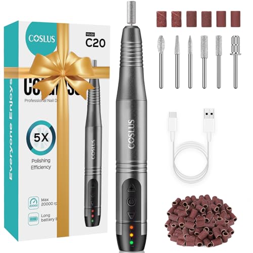 COSLUS Kabellos Tragbar Nagelfräser Elektrische Nagelfräser, 11 in 1 Profi Maniküre und Pediküreset, Nagelfeile für Gelnägel und Acrylnägel, Nagelformen, Entfernen von Hornhaut