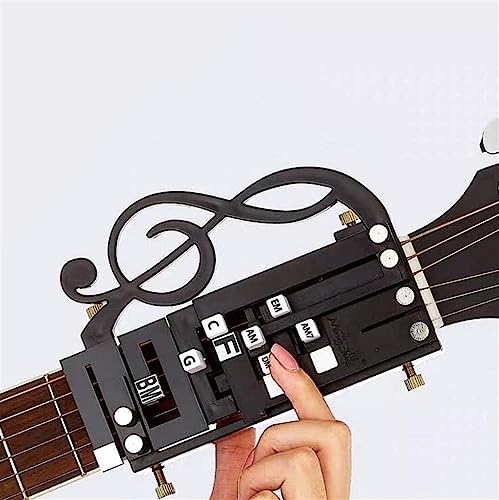 JUNMIN Gitarre-Akkord-Artefakt, EIN-Key-Akkordhilfe, Novize-Akkordhilfe, DREI Tage, um Gitarre zu Lernen, Spielen und singen (Color : Black, Size : Folk pop Guitar)