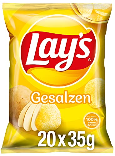 Lays Gesalzen - Knusprig gesalzene Kartoffelchips für eine gelungene Party - 20 x 35g