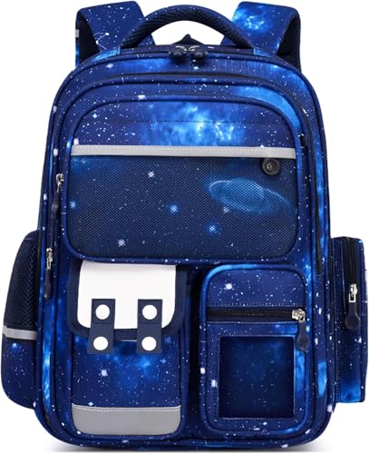 Amythe Schulrucksack Jungen 1-5 Klasse, 2025 Ergonomisch Rucksack Schule Kinder Schulranzen mit Reflektierend, Schultasche 6-12 Jahre Wasserabweisend 25L, Blau