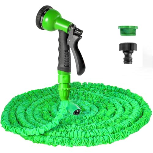 Erweiterbarer Gartenschlauch 7,5m, 25ft flexibler Wasserschlauch mit 8-Muster-Sprühdüse, auslaufsicherer, einziehbarer Hochleistungsschlauch mit 3/4 
