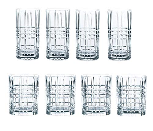 Nachtmann, 8-teiliges Gl?Ser-Set, Kristallglas, Square, 4 Longdrink + 4 Whisky