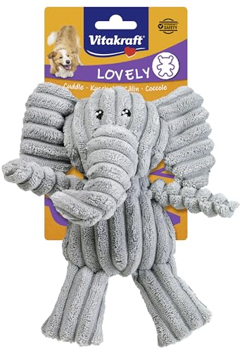 Vitakraft Safari Elefant, Spielzeug für Hunde, Hundespielzeug Kuscheltier, mit Quietscher, aus Cord (1 Stück)