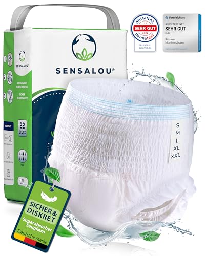 Sensalou Inkontinenz-Erwachsenen-Windeln Größe M (22 Stk) Männer Frauen - Windel-Hosen Pants für Erwachsene Senioren Tag Nacht