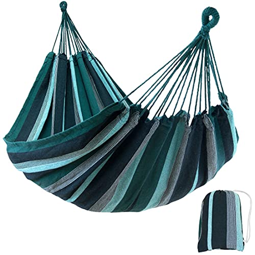yourGEAR Maui - XL Hängematte 220 x 120 cm | Smaragd (Grün) oder Aqua (Blau) |240 kg Labor geprüft | Baumwolle | Tuchhängematte | Packtasche [Smaragd]